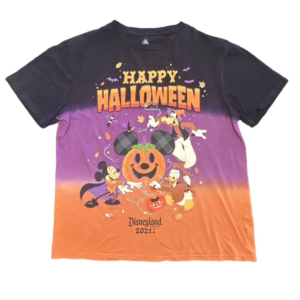 Men’s Disneyland resort Happy Halloween Ombré Mickey-eared jack-o'-lantern Tee L